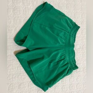 Green Hotty hot lululemon low rise shorts. 4” inseam.
